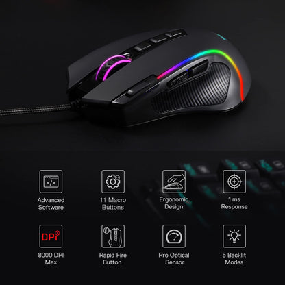 Redragon M612 PRO Swift RGB: 9-Button Gaming Mouse