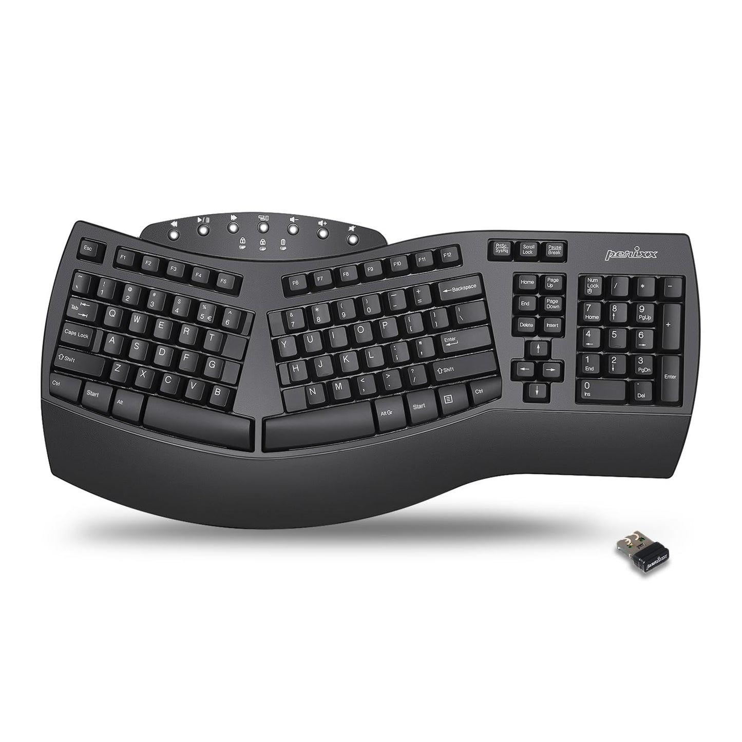PeriSplit Ergonomic Keyboard with Wrist Rest - Black