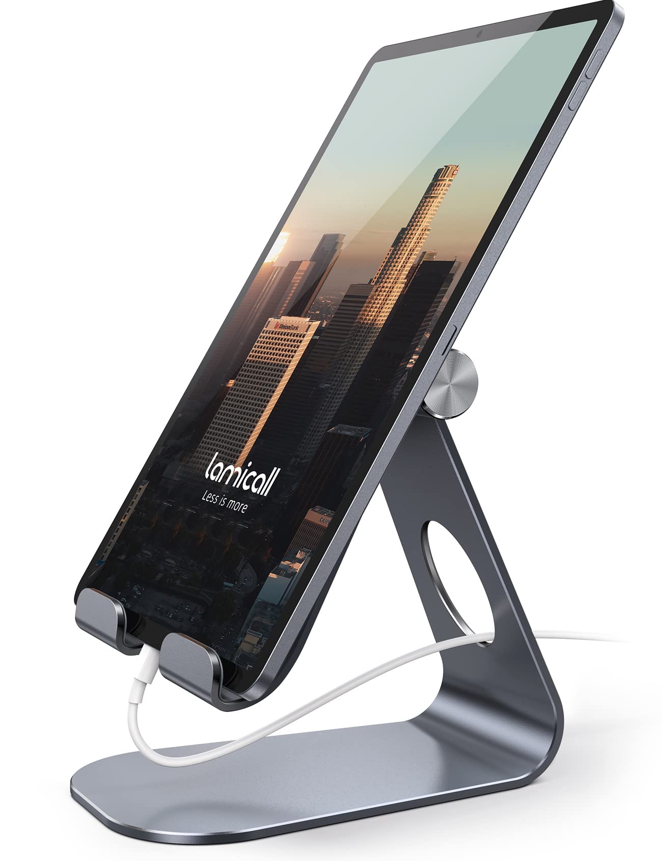 Lamicall Tablet Stand Adjustable, Tablet Stand : Desktop Stand Holder Gifts Suitable to New iPad 2017 Pro 9.7, 10.5, Air Mini 2 3 4, Kindle, Nexus, Accessories, Tab, E-Reader, (4-13 inch) - Gray
