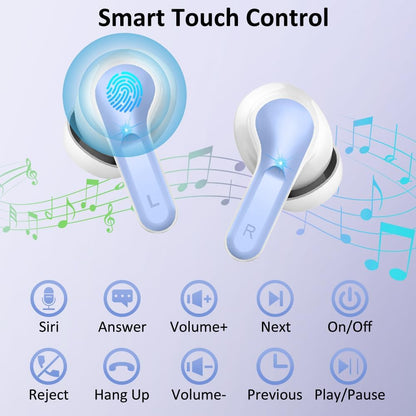 Wireless Earbuds, 2026 Bluetooth 5.4 Headphones NEW Ear Buds 40H Bass Stereo in-Ear Earphones ENC Noise Cancelling Earbuds with 4 HD Mic, USB-C LED Display IP7 Waterproof Sport Headset for Android iOS