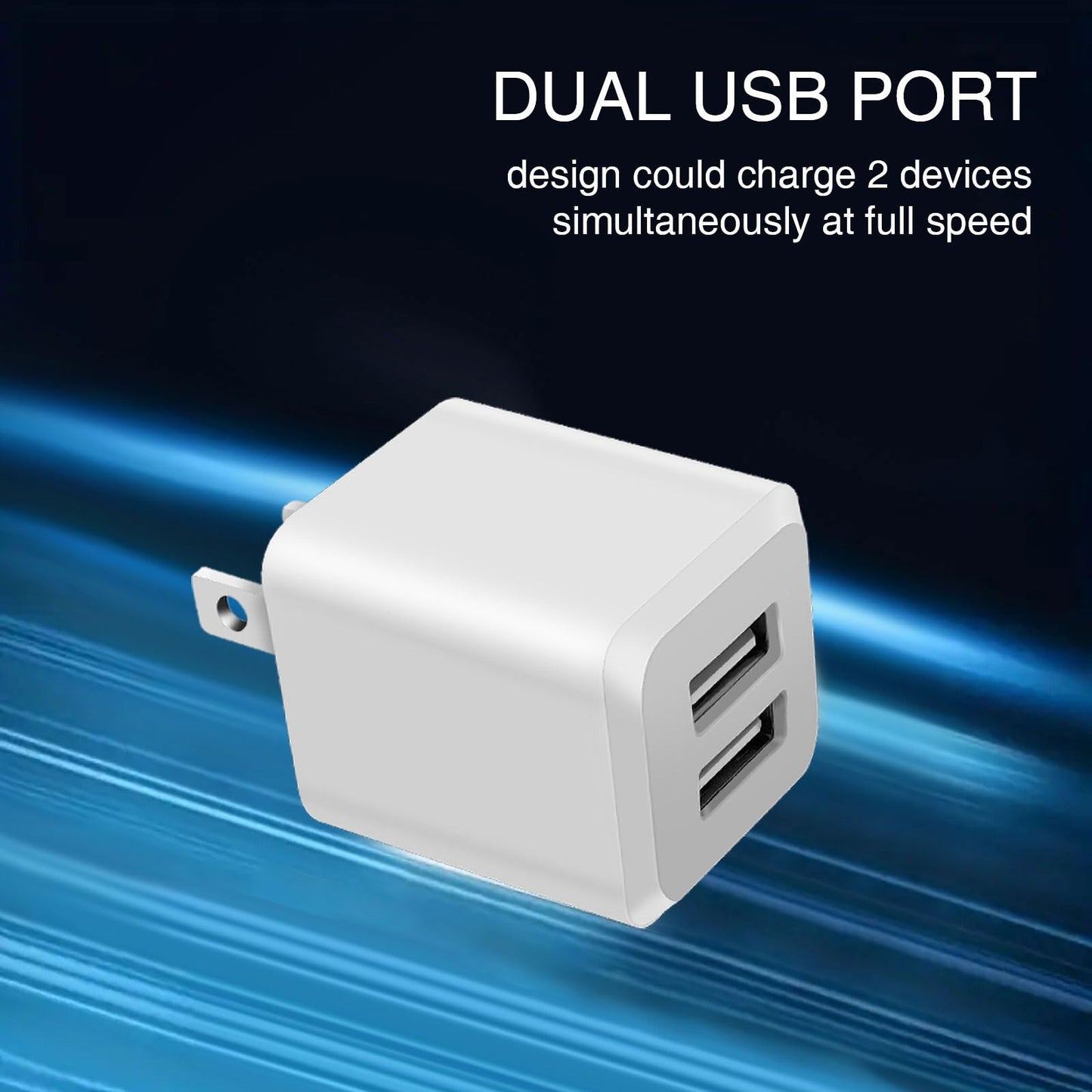USB Wall Charger, Dual Port Cube Power Adapter Charger Plug Block Charging Box, Dual Port Wall Fast Charging Adapter, Compatible for i Phone 14 13 12 11，Milky White