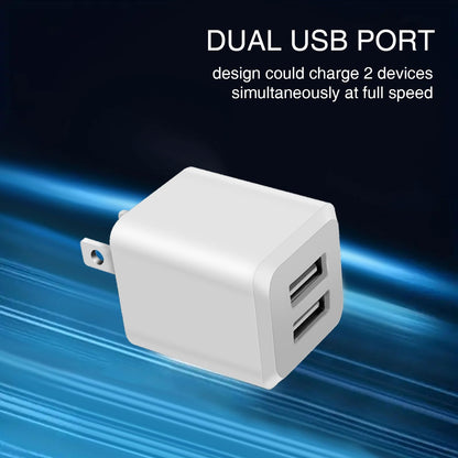USB Wall Charger, Dual Port Cube Power Adapter Charger Plug Block Charging Box, Dual Port Wall Fast Charging Adapter, Compatible for i Phone 14 13 12 11，Milky White