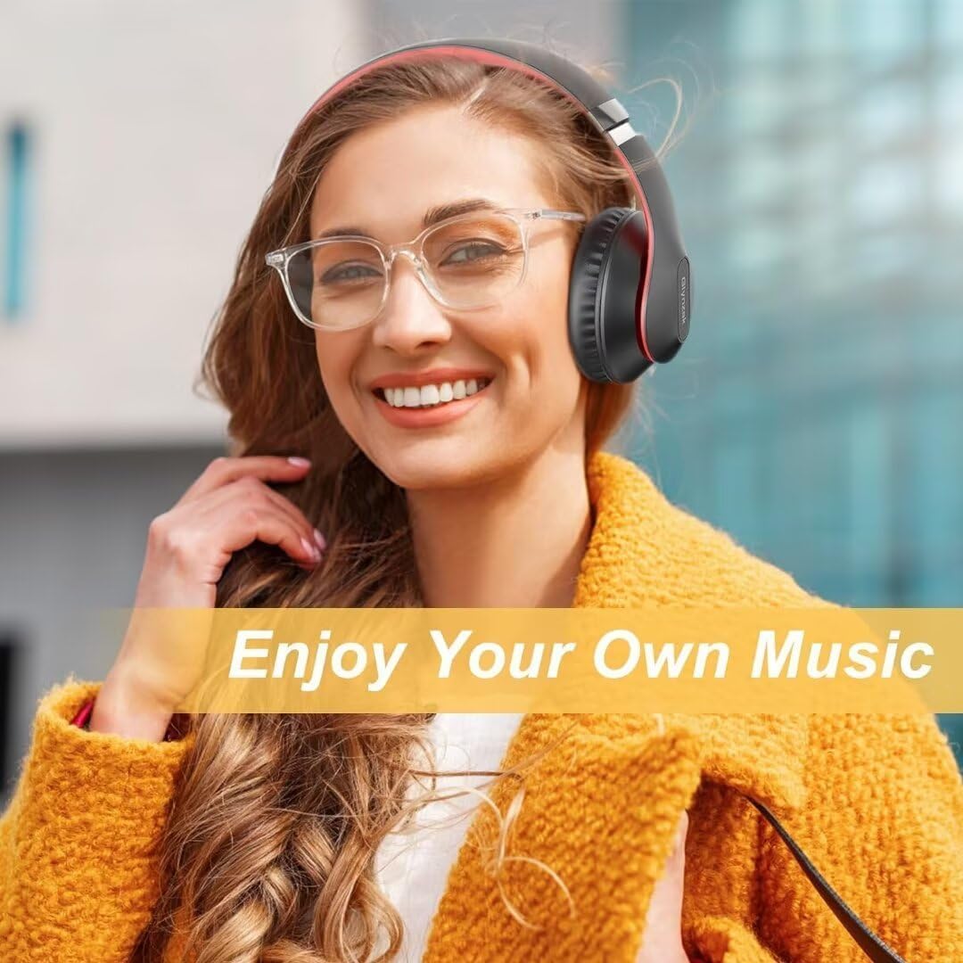 Glynzak Wireless Bluetooth Headphones Over Ear 65H Playtime HiFi Stereo Headset with Microphone and 6EQ Modes Foldable Bluetooth 6.0 Headphones for Travel Smartphone Computer Laptop