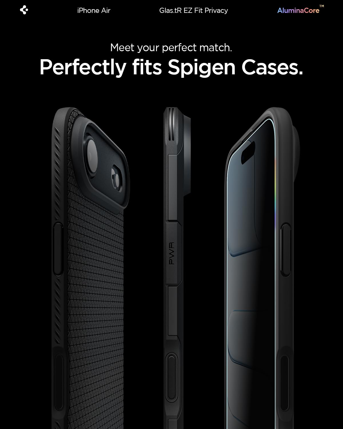 Spigen AluminaCore Tempered Glass Screen Protector [Glas.tR EZ Fit - Privacy] designed for iPhone 17 Pro | iPhone 17 | iPhone 16 Pro [2 Pack] 9H+ Hardness, Aluminum-Enhanced Durability | Tempered Glass, Privacy