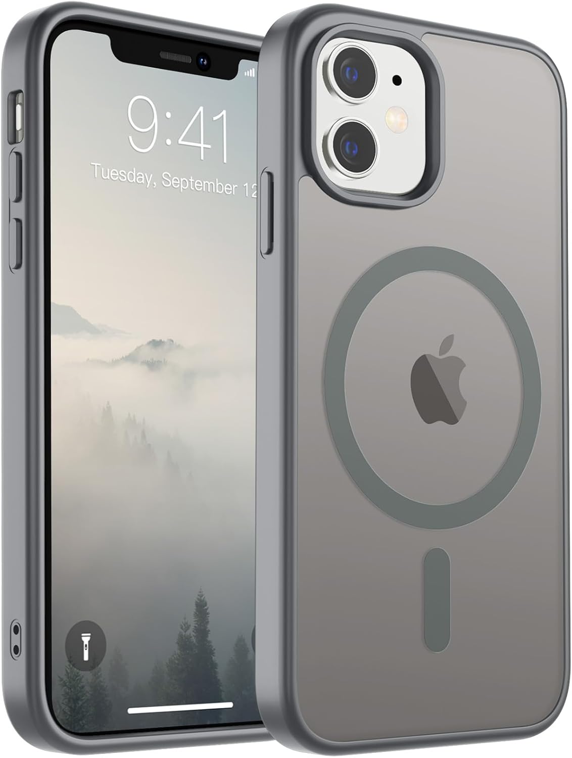 SUPFINE Magnetic for iPhone SE Case 2022 (3rd)/2020 (2nd), iPhone 8 Case (Compatible with MagSafe) (Military Grade Drop Protection) Translucent Matte Phone Cover,Black
