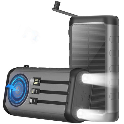 Solar Power Bank 20000mAh with 4 Cables & Flashlights
