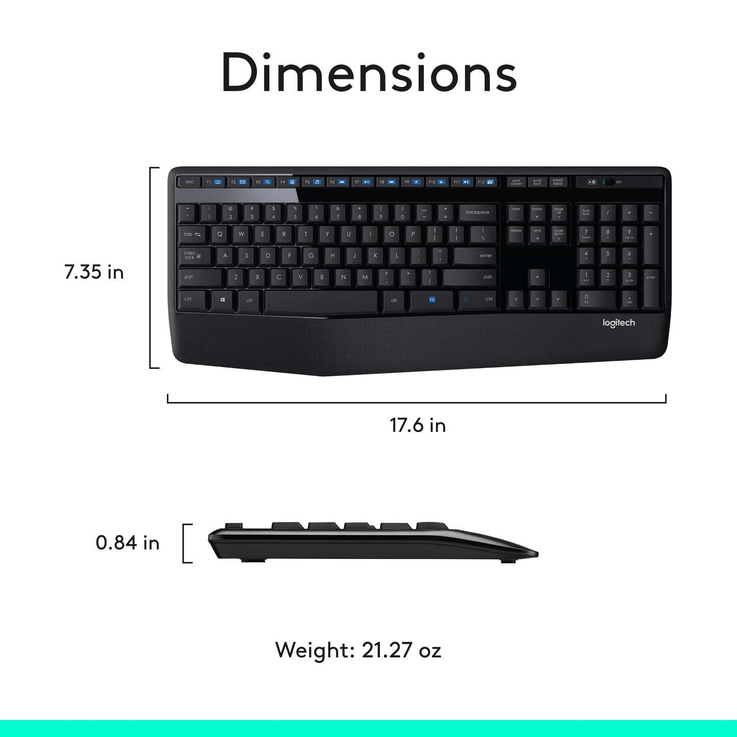 LogiKey K345: Full-Size Wireless Keyboard w/ Palm Rest