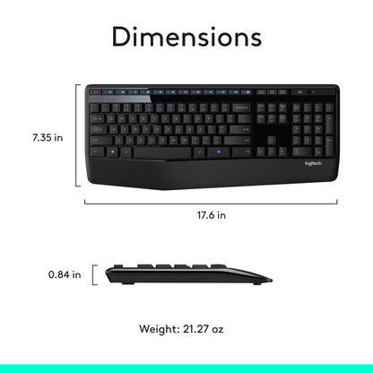 LogiKey K345: Full-Size Wireless Keyboard w/ Palm Rest