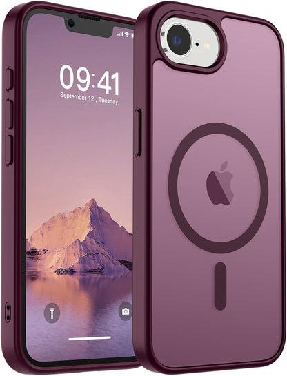 SUPFINE Magnetic for iPhone SE Case 2022 (3rd)/2020 (2nd), iPhone 8 Case (Compatible with MagSafe) (Military Grade Drop Protection) Translucent Matte Phone Cover,Black
