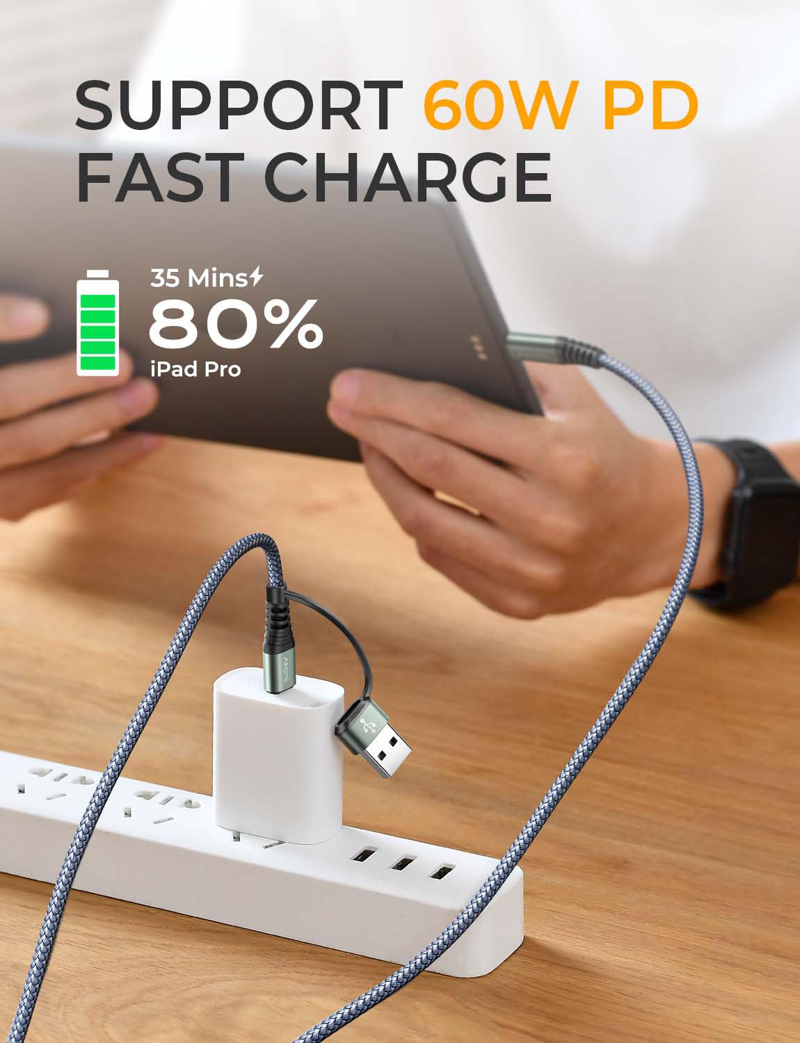 AINOPE 10FT Fast Charge USB C Cable & Adapter - Small Enterprise