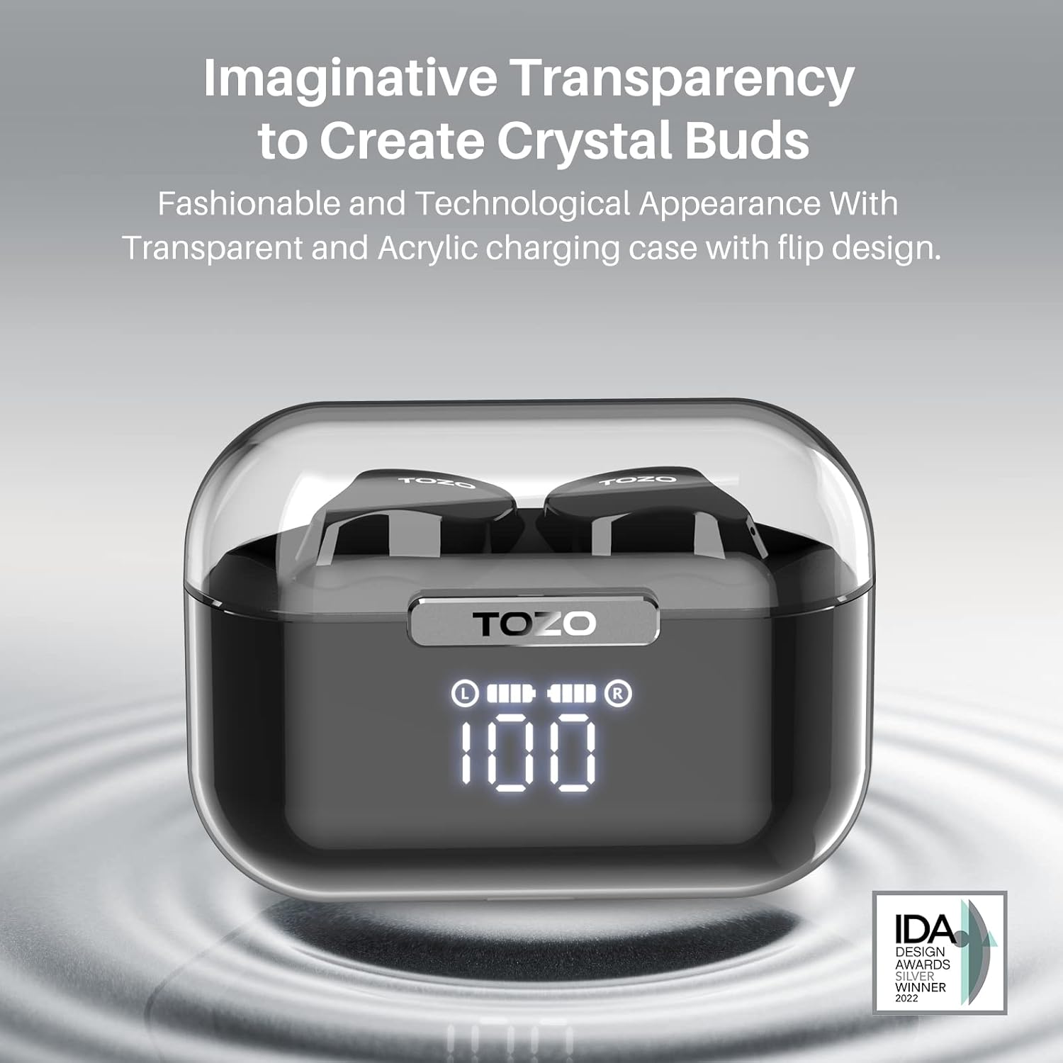 TOZO T18 Wireless Earbuds Bluetooth Headphones 5.3, IPX8 Waterproof Ear Buds, 4 Mic Clear Call Long Playtime with LED Digital Display Charging Case, Stereo Bass Sound 32 Customized EQ via APP