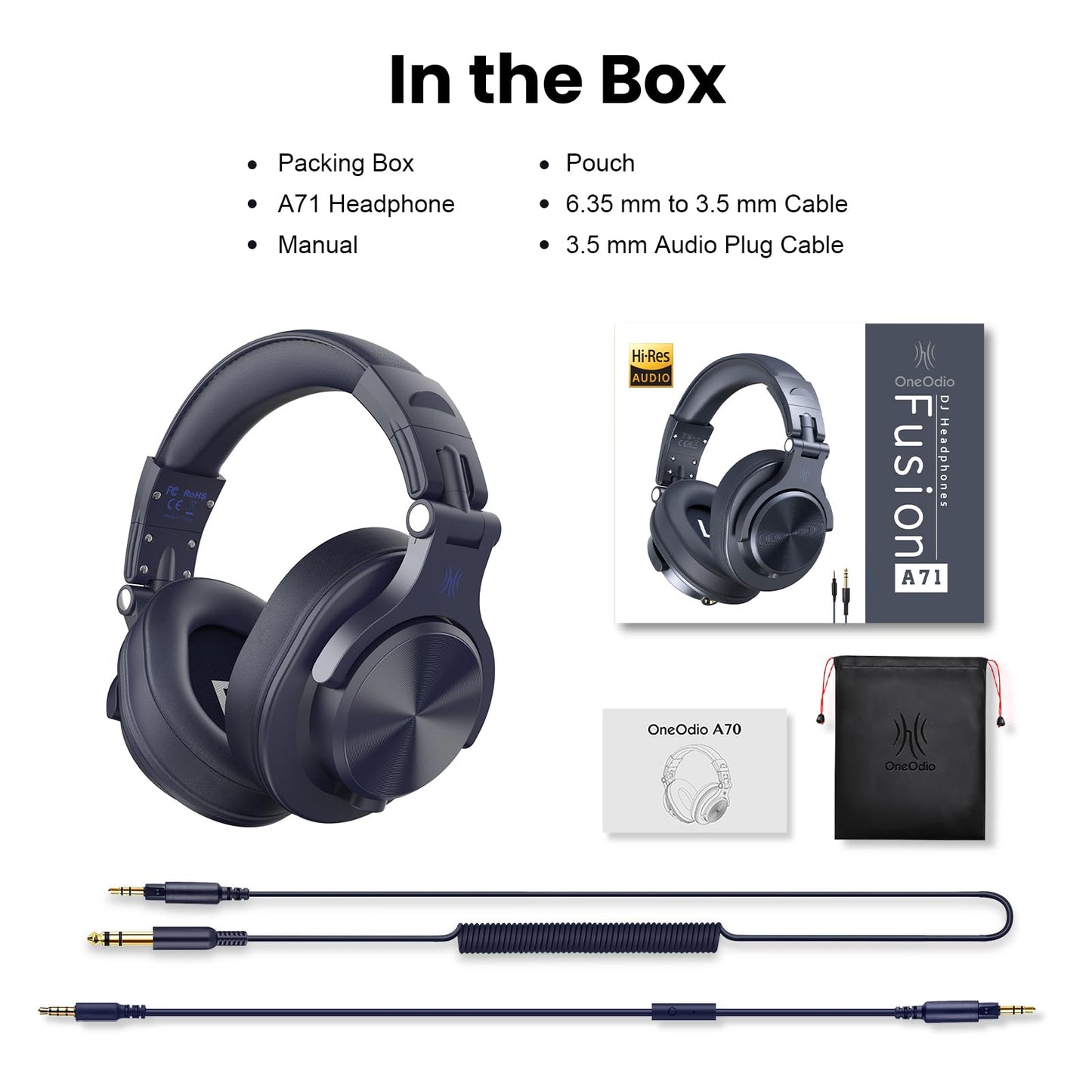 OneOdio A71 Studio Pro - Wired Foldable DJ Headset