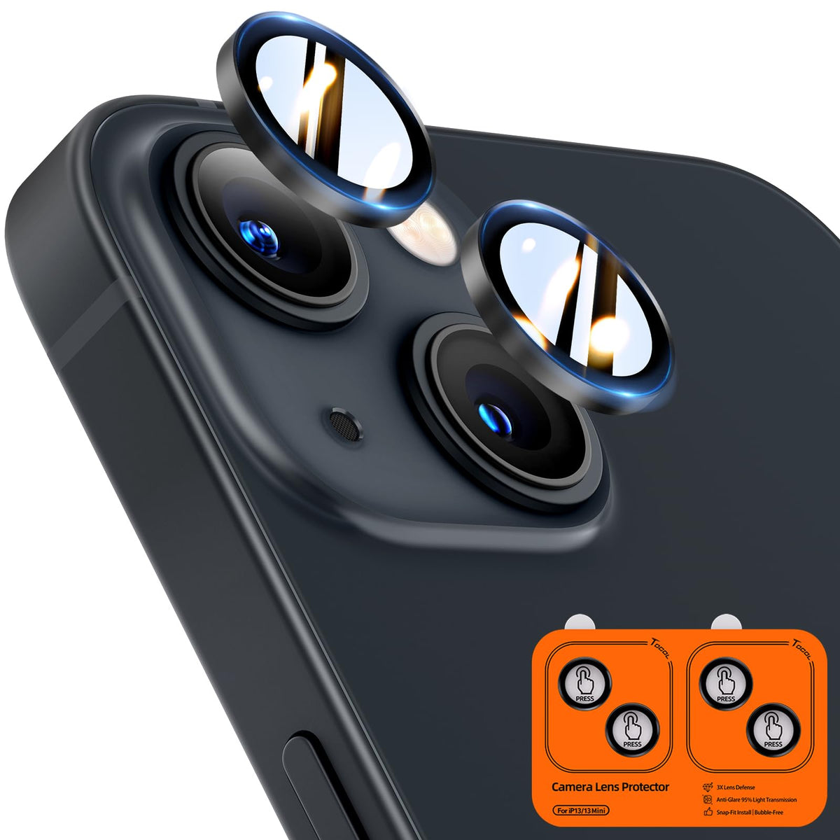 TOCOL Camera Lens Protector for iPhone 17 Tempered Glass HD Individual Scratch Resistant Camera Cover Accessories Case Friendly 2 Pack（Clear）