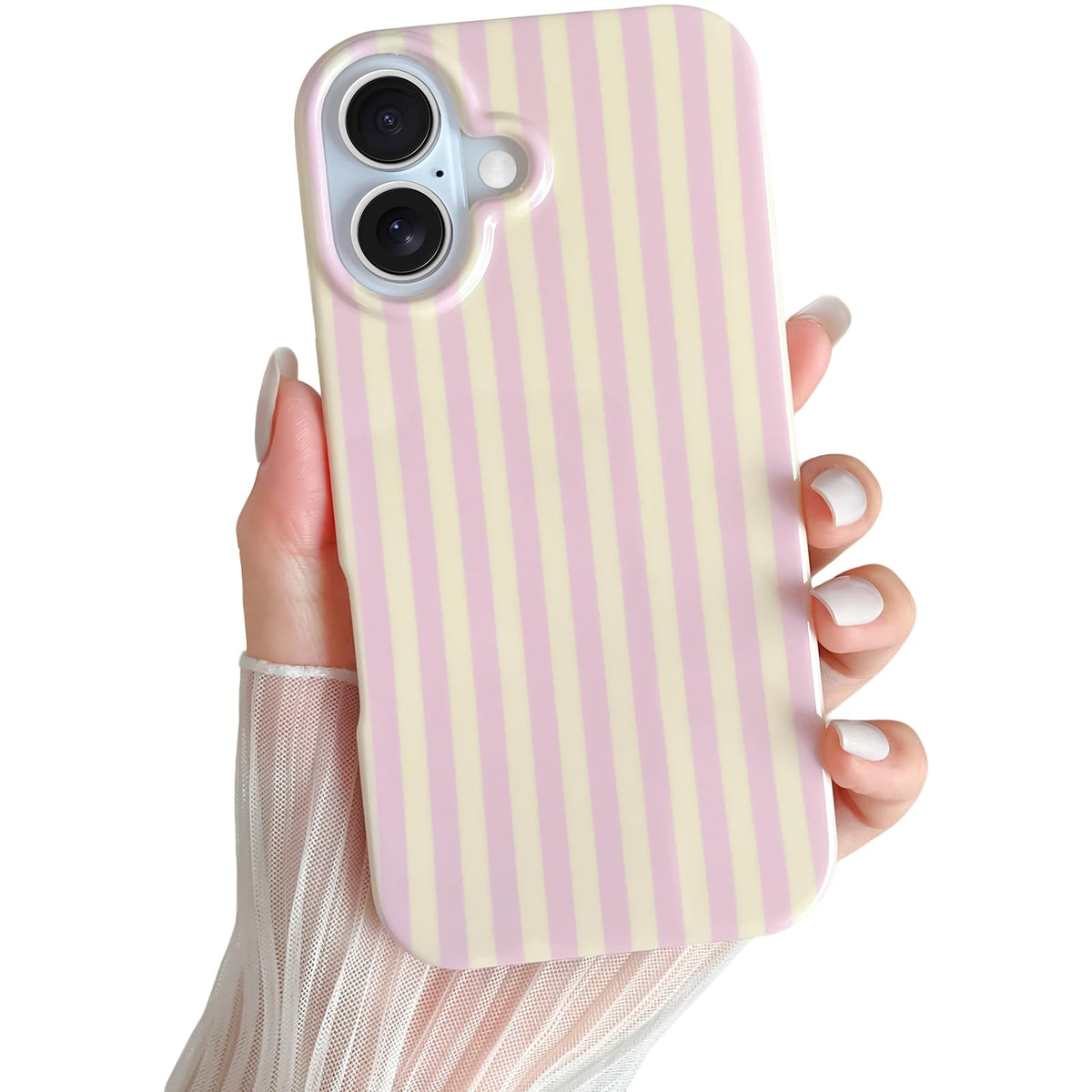 Yeddabox for iPhone 17 Pro Max Case Cute Striped Phone Case Soft TPU Slim Shockproof Phone Cover for Women Girls, Pink
