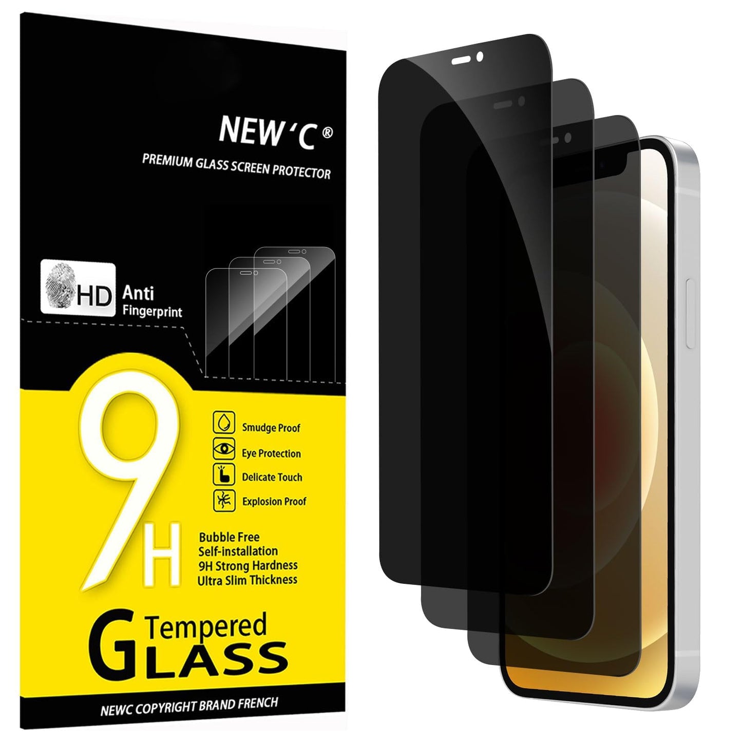 NEW'C 3 Pack iPhone 11/XR Tempered Glass Protectors