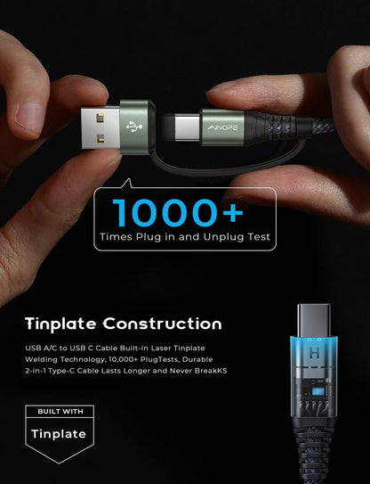 AINOPE 10FT Fast Charge USB C Cable & Adapter - Small Enterprise