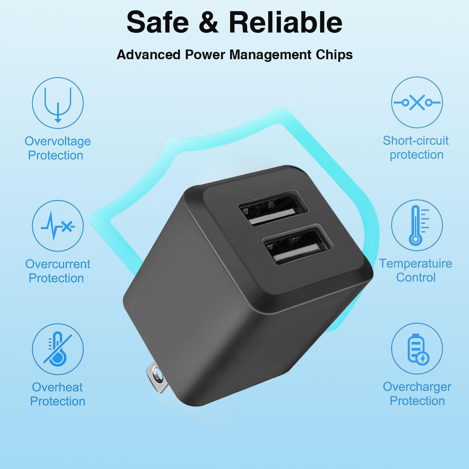USB Wall Charger, Dual Port Cube Power Adapter Charger Plug Block Charging Box, Dual Port Wall Fast Charging Adapter, Compatible for i Phone 14 13 12 11，Milky White
