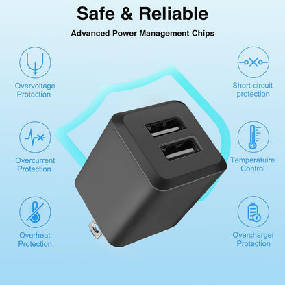 USB Wall Charger, Dual Port Cube Power Adapter Charger Plug Block Charging Box, Dual Port Wall Fast Charging Adapter, Compatible for i Phone 14 13 12 11，Milky White