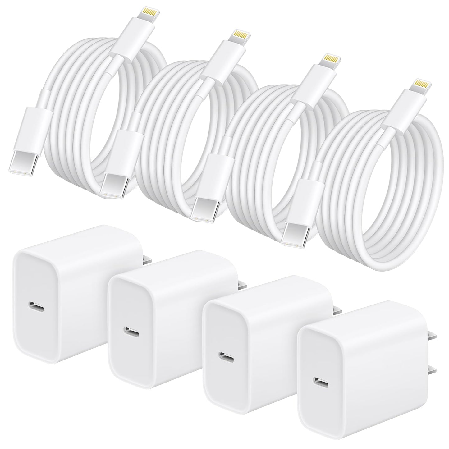 AISNI 4 Pack 6 ft Fast Charger Cord Compatible with iPhone Charger Fast Charging Block 20W PD USB C Charger Fast Charger for iPhone 14/13/12 Pro Max, 14 Plus,XR,XSMAX-White
