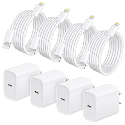 AISNI 4 Pack 6 ft Fast Charger Cord Compatible with iPhone Charger Fast Charging Block 20W PD USB C Charger Fast Charger for iPhone 14/13/12 Pro Max, 14 Plus,XR,XSMAX-White
