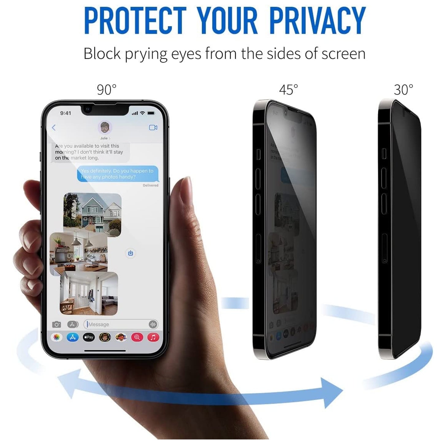 For Samsung Galaxy S23 Ultra Privacy Screen Protector Tempered Glass Anti-Spy Anti-Peek 9H Hardness Screen Cover by  - Black
