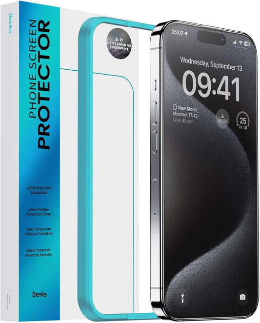 [2 Pack Anti-Glare Matte Screen Protector Compatible for Iphone 15 Pro, 9H Full Coverage Tempered Film for Gamming[Ultra-Thin][Ultra-Smooth][Anti-Fingerprint][Bubble Free]