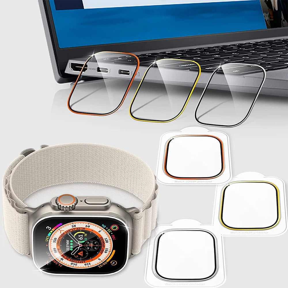 Screen Protector Glass for Apple Watch Ultra 2 49Mm Metal Tempered Frame Film Anti-Scratch Iwatch Series Ultra 49 Mm Accessories