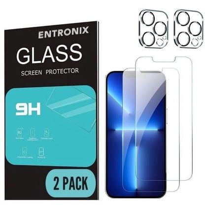 [2 Pack]  Clear Tempered Glass for Iphone 13 Pro Max + Camera Lens Protector