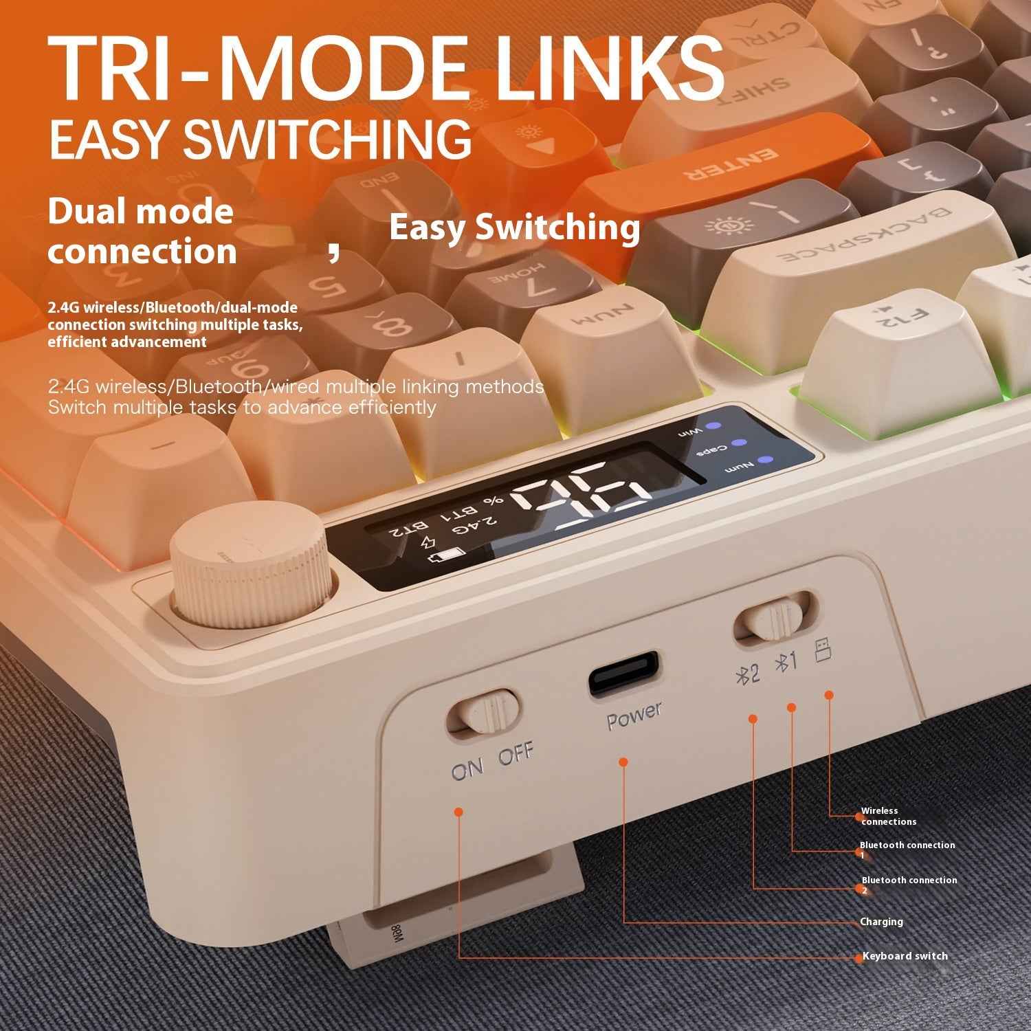 Wireless Bluetooth Russian Keyboard Display