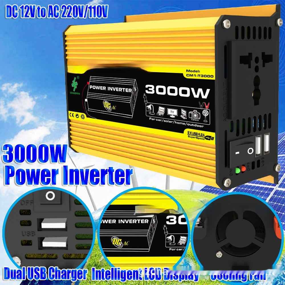 3000W 12V to 220V/110V Vehicle Solar Power Inverter