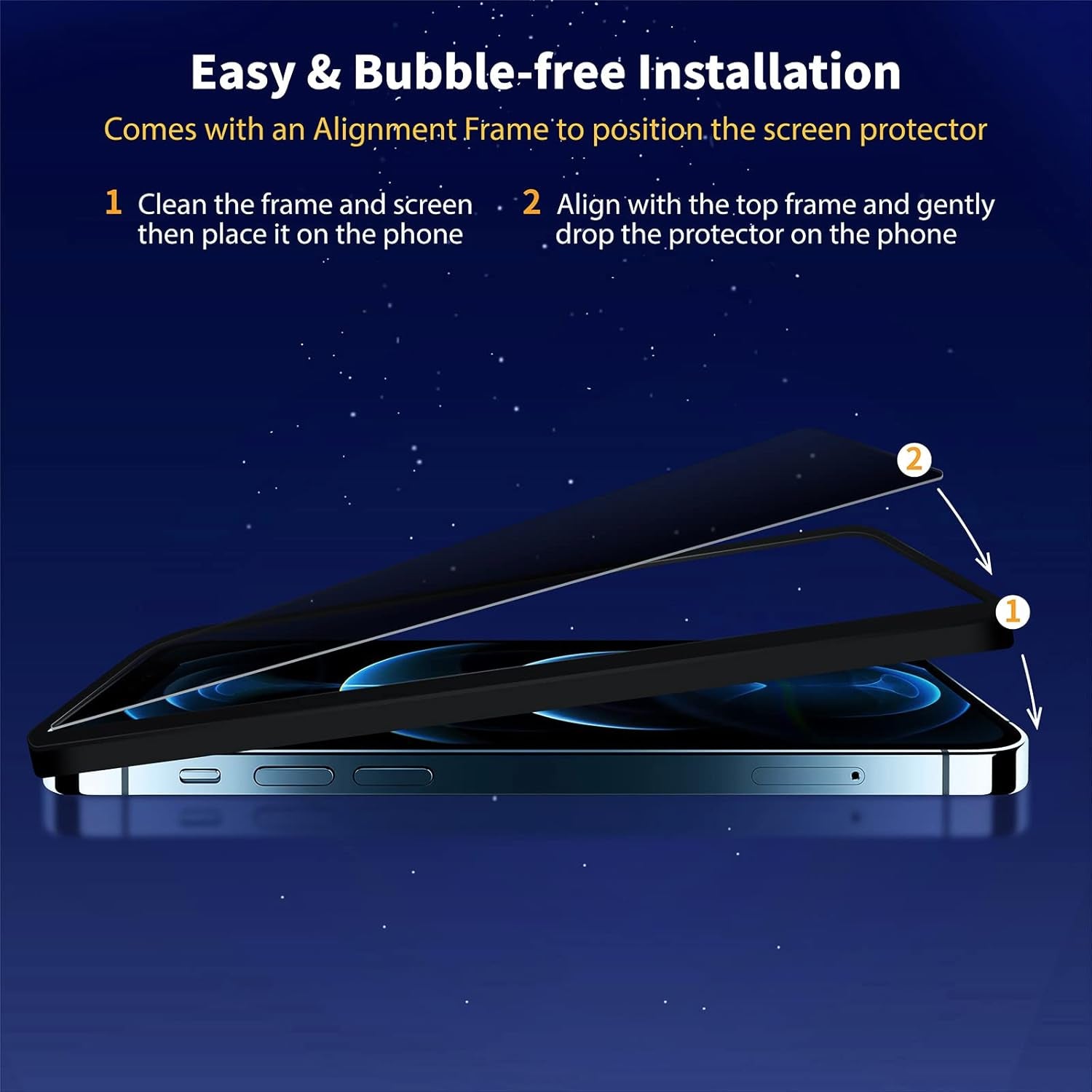 2+2 Pack [Full Coverage] for Iphone 12 Pro Max Privacy Screen Protector + Camera Lens Protector, 9H Hardness Anti-Spy Tempered Glass with Zero Bubble, 0.33Mm High Sensitivity, Case Friendly