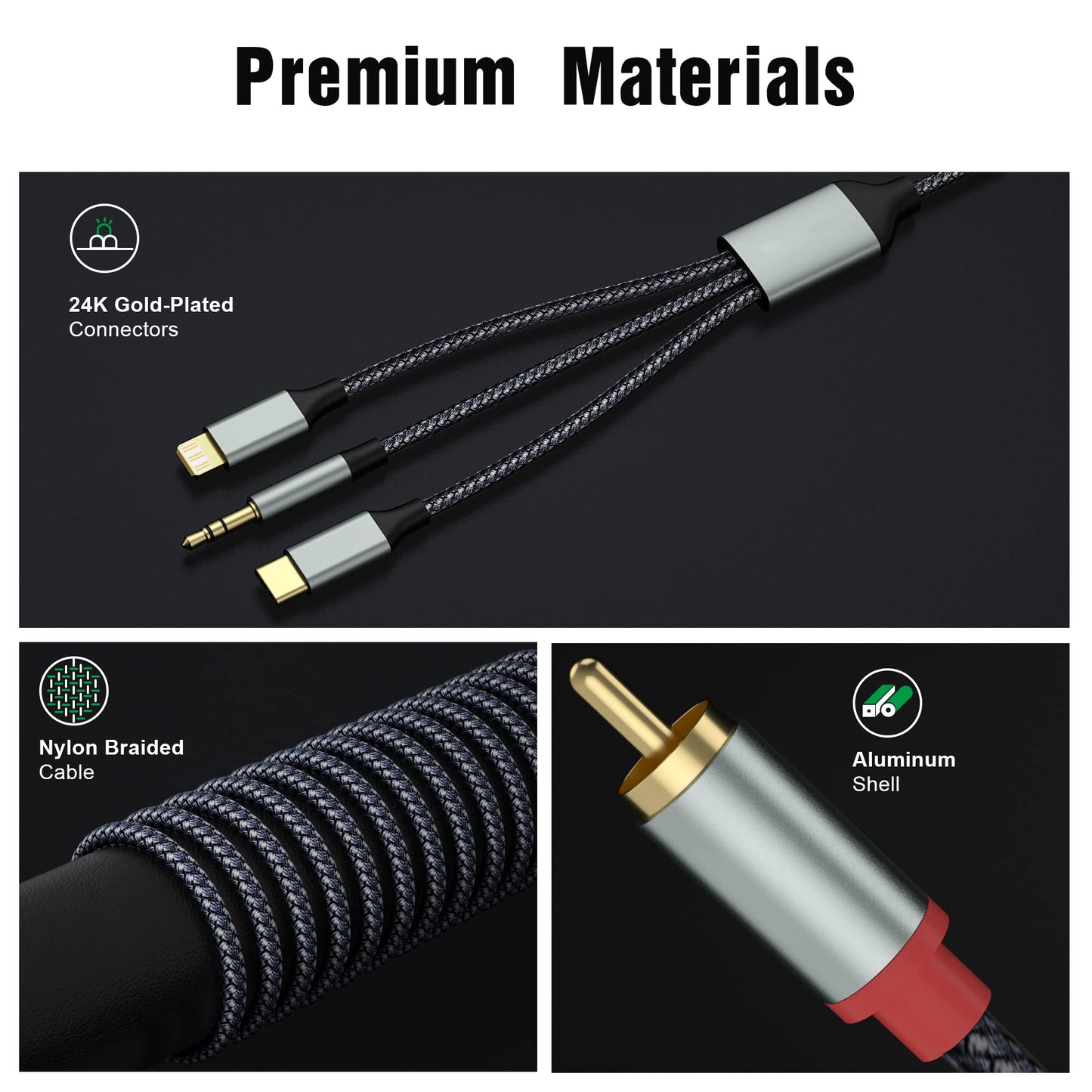 TriConnect Audio Cable: 3-in-1 Lightning/RCA/USB-C