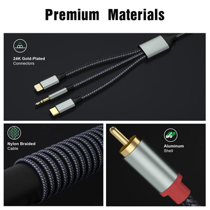 TriConnect Audio Cable: 3-in-1 Lightning/RCA/USB-C