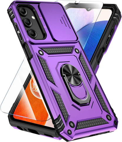 SunStory Phone Case Compatible with Samsung Galaxy A16 5G Case with HD Screen Protector & Slide Camera Cover & Kickstand, [Military-Grade] Phone Case for Samsung A16 (Red)
