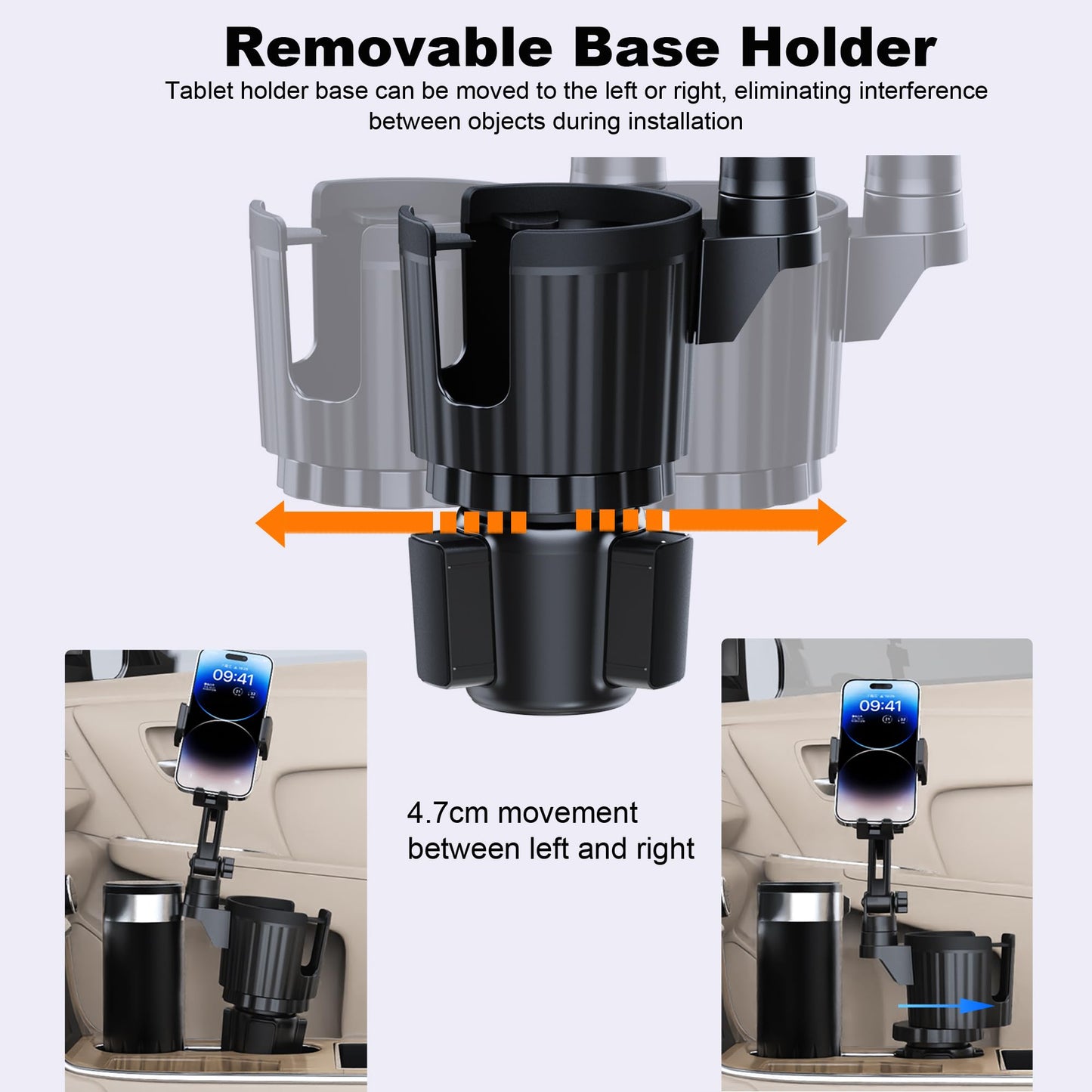 Peastrex Cup Holder Tablet Mount, Ipad Cup Holder Car Mount with Adjustable Arm for Tablet iPhone 3-11in iPad Pro Air Mini, Fire, iPhone 15, Galaxy S24 Z Fold 5