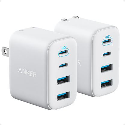 Anker Zolo USB C Charger Block, 2-Pack 4-Port Wall Adapter with 50W Max Output, 2 USB-C and 2 USB-A, Compact and Stable Design, for iPhone 17/16 Series, MacBook, iPad, Pixel, Galaxy, and More (Black)