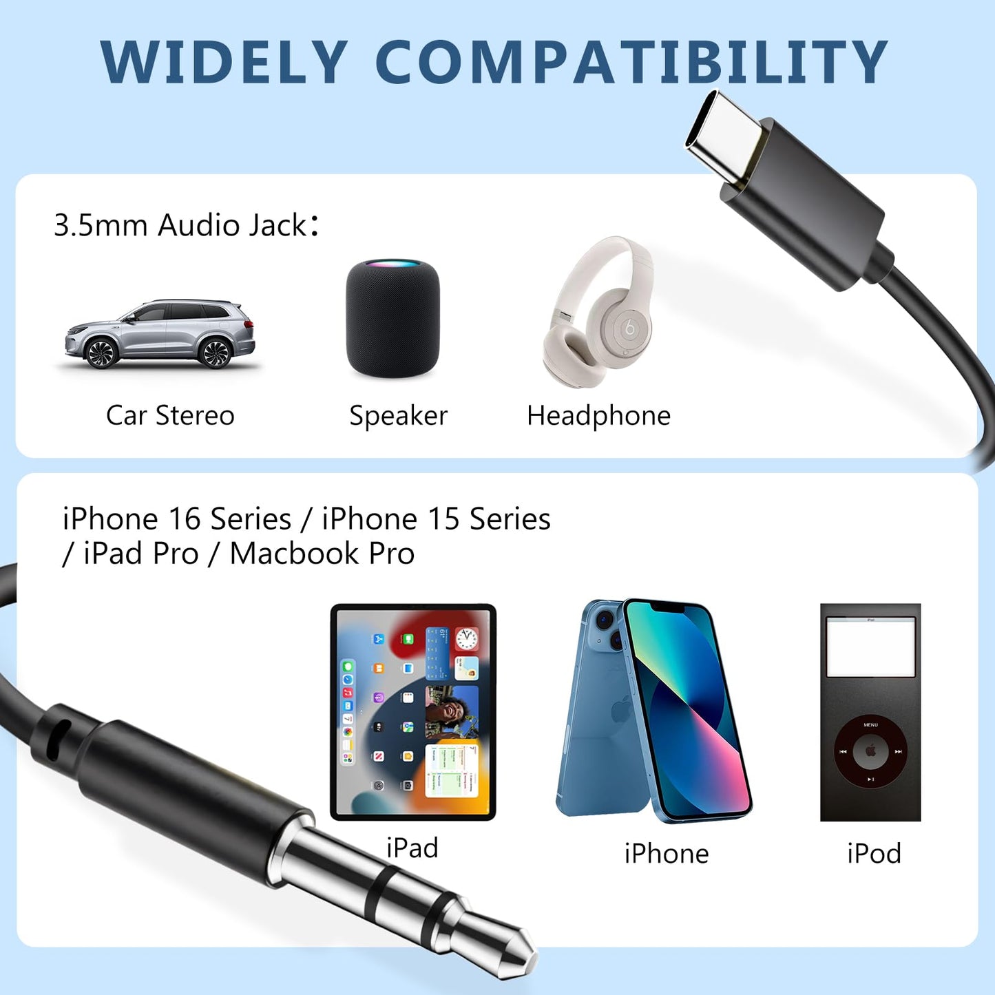 LightningLink: iPhone AUX Cable 3.3ft (White)