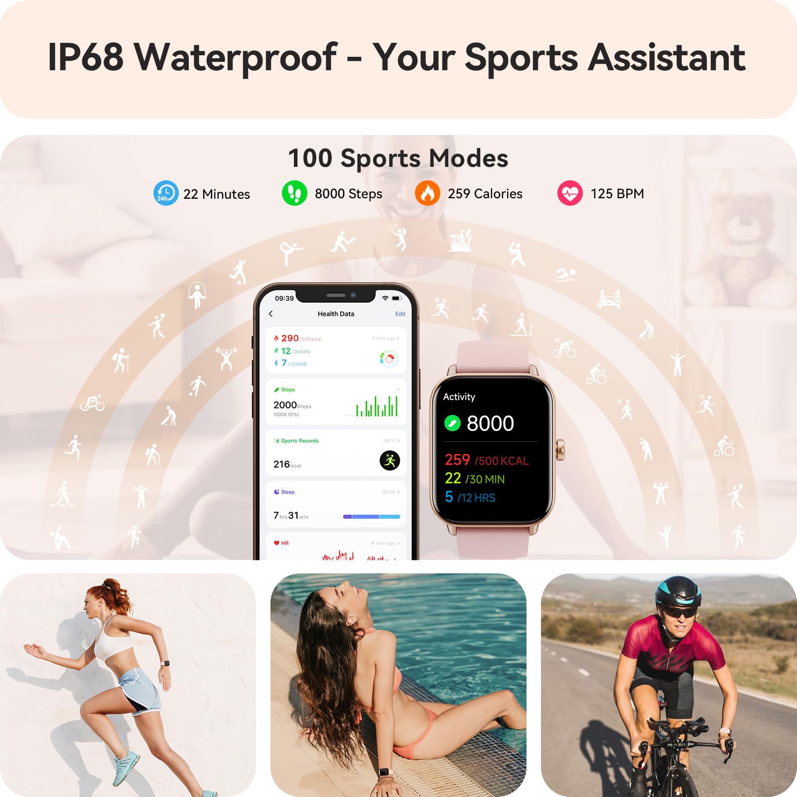 FemmeFit Smartwatch: Alexa, Waterproof, 100+ Sports - Small Enterprise