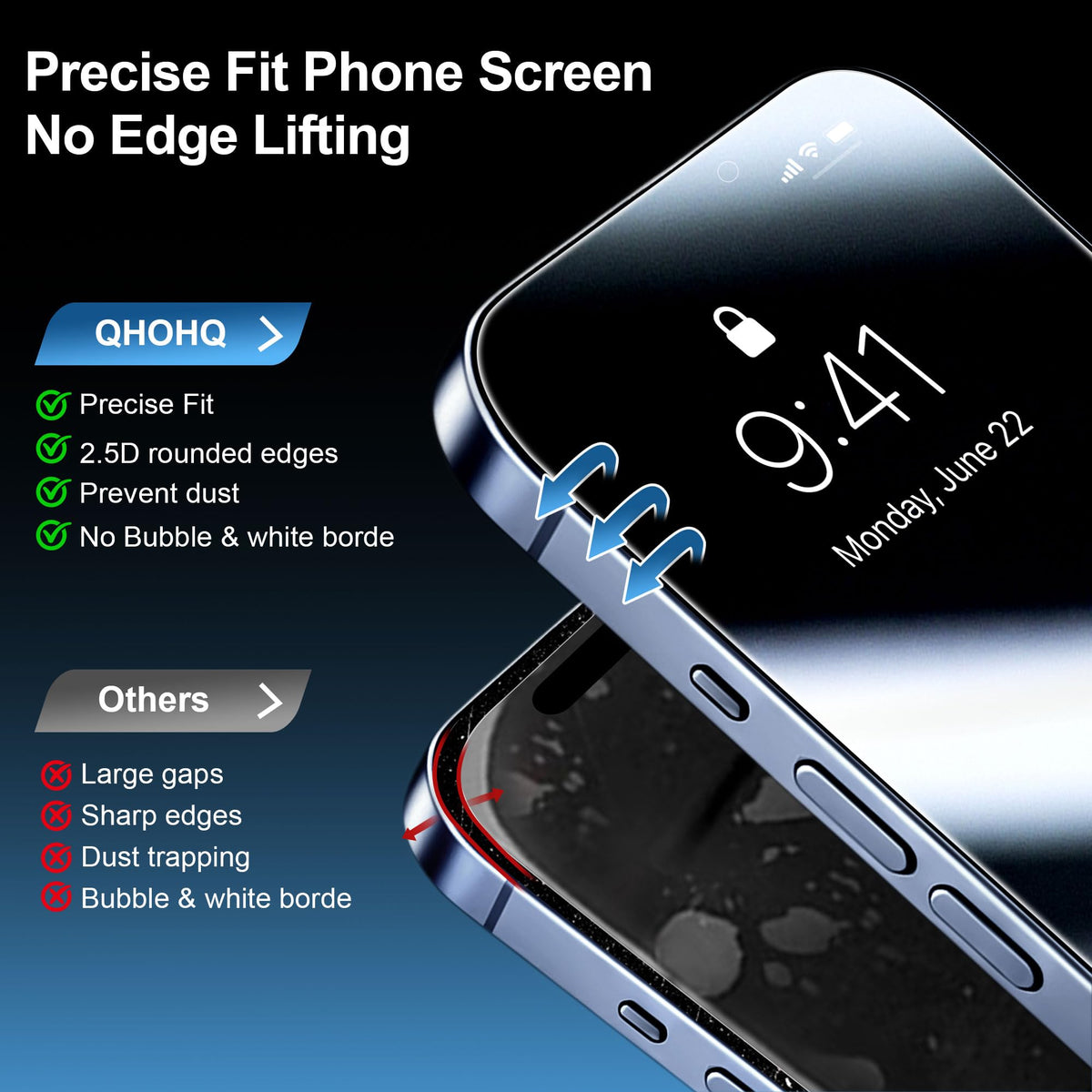 QHOHQ [2+2 Pack Tempered Glass Screen Protector for iPad Pro 11 2022/2021/2020 (4th/3rd/2nd Generation) with Camera Lens Protector, Ultra HD, Anti-Scratch, Designed for Face ID＆Apple Pencil