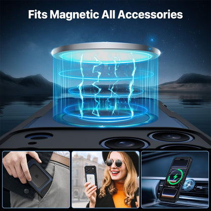 CENHUFO Magnetic Privacy for iPhone 17 Pro Case [Compatible with Magsafe] Full Body Phone Case Built-in 9H Tempered Glass Privacy Screen Protector, Camera Protection Shockproof Bumper Cover -Black