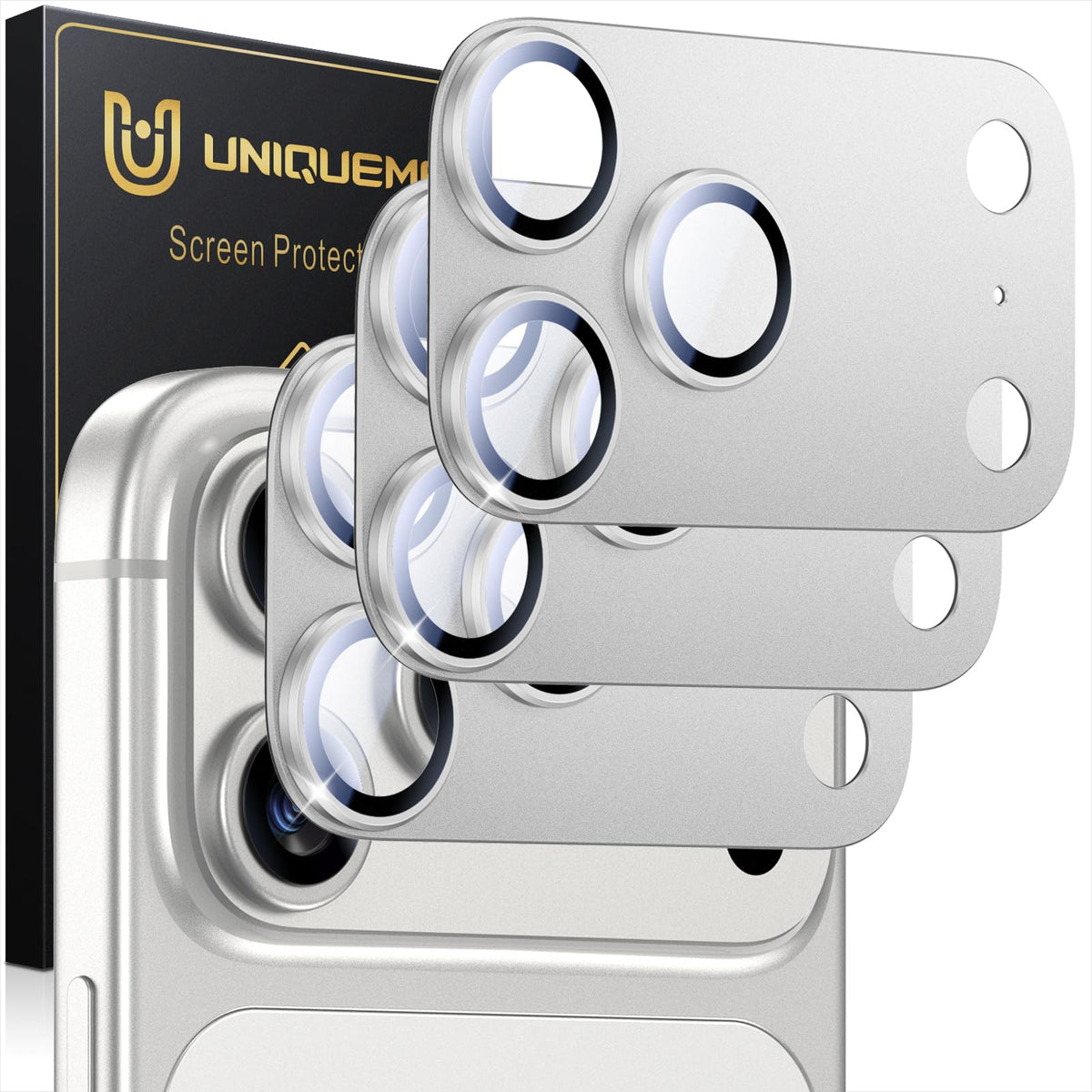 UniqueMe for 3 Pack iPhone 16 Pro/iPhone 16 Pro Max Camera Lens Protector