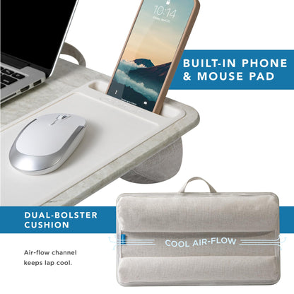 PinkComfort Lap Desk: Device Ledge & Phone Holder
