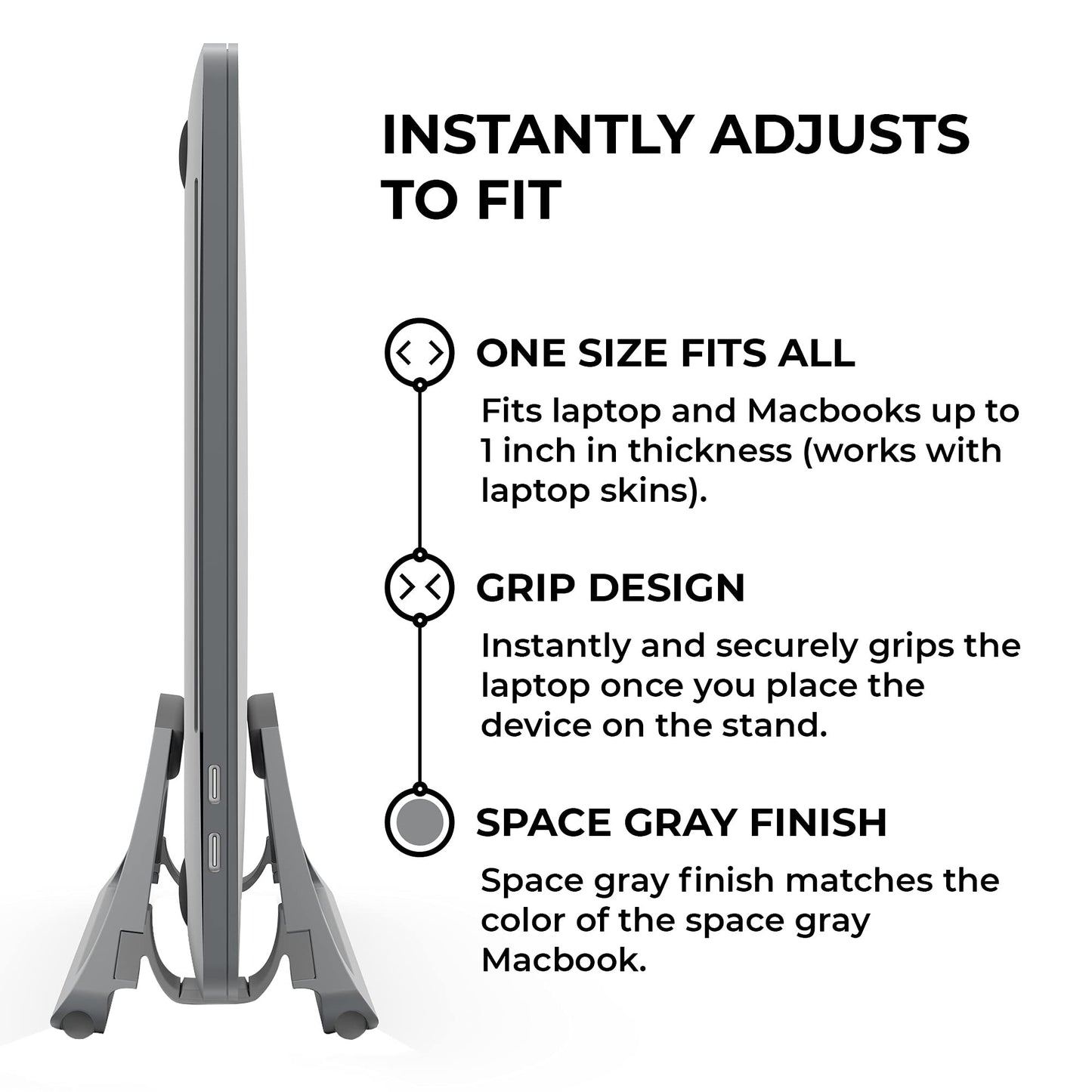 BlackRise: Adjustable Vertical Laptop Dock Stand