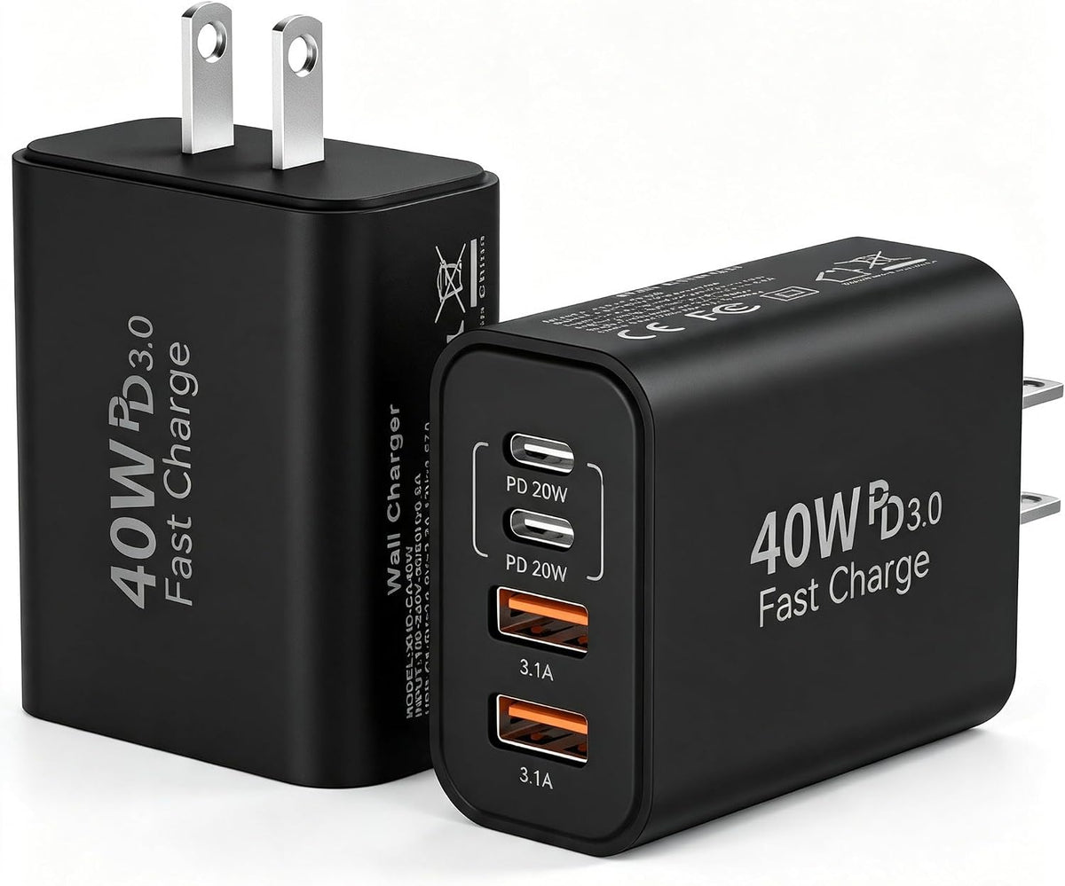 USB C Wall Charger Block, 40W USB Type C iPhone Charger Fast Charging Block