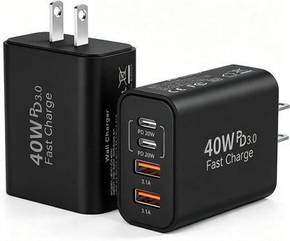 USB C Wall Charger Block, 40W USB Type C iPhone Charger Fast Charging Block
