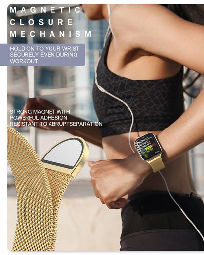 Original Stainless Steel Loop for Apple Watch Band 38mm 40mm 41mm 42mm 44mm 45mm 49mm, Magnetic Clasp Replacement Bands for iwatch Series Ultra SE 8 7 6 5 4 3 2 1, Women & Men Watch Strap for Apple