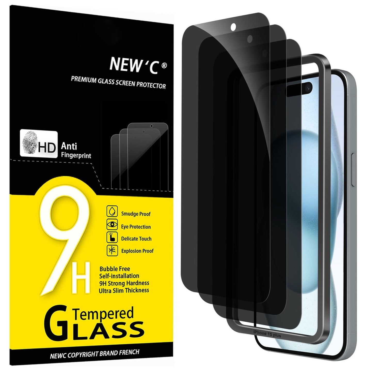 NEW'C 3 Pack iPhone 11/XR Tempered Glass Protectors