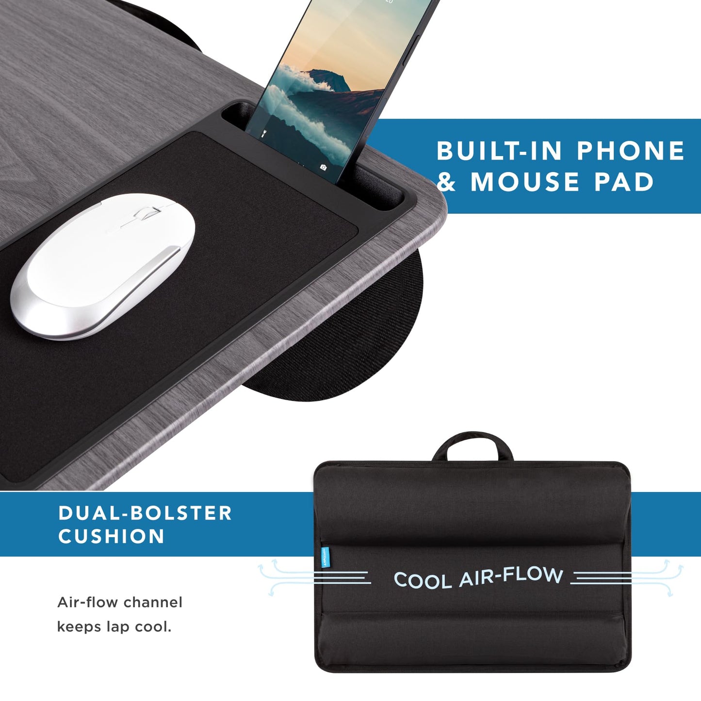 PinkComfort Lap Desk: Device Ledge & Phone Holder