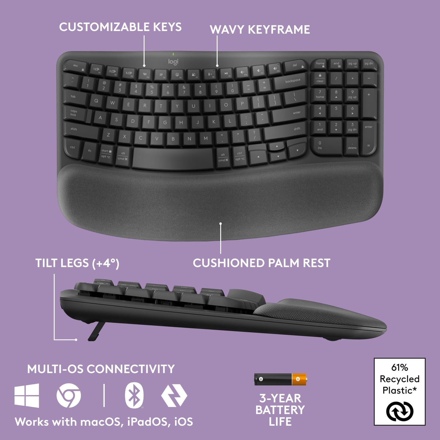WaveEase Wireless Ergokey by Logitech