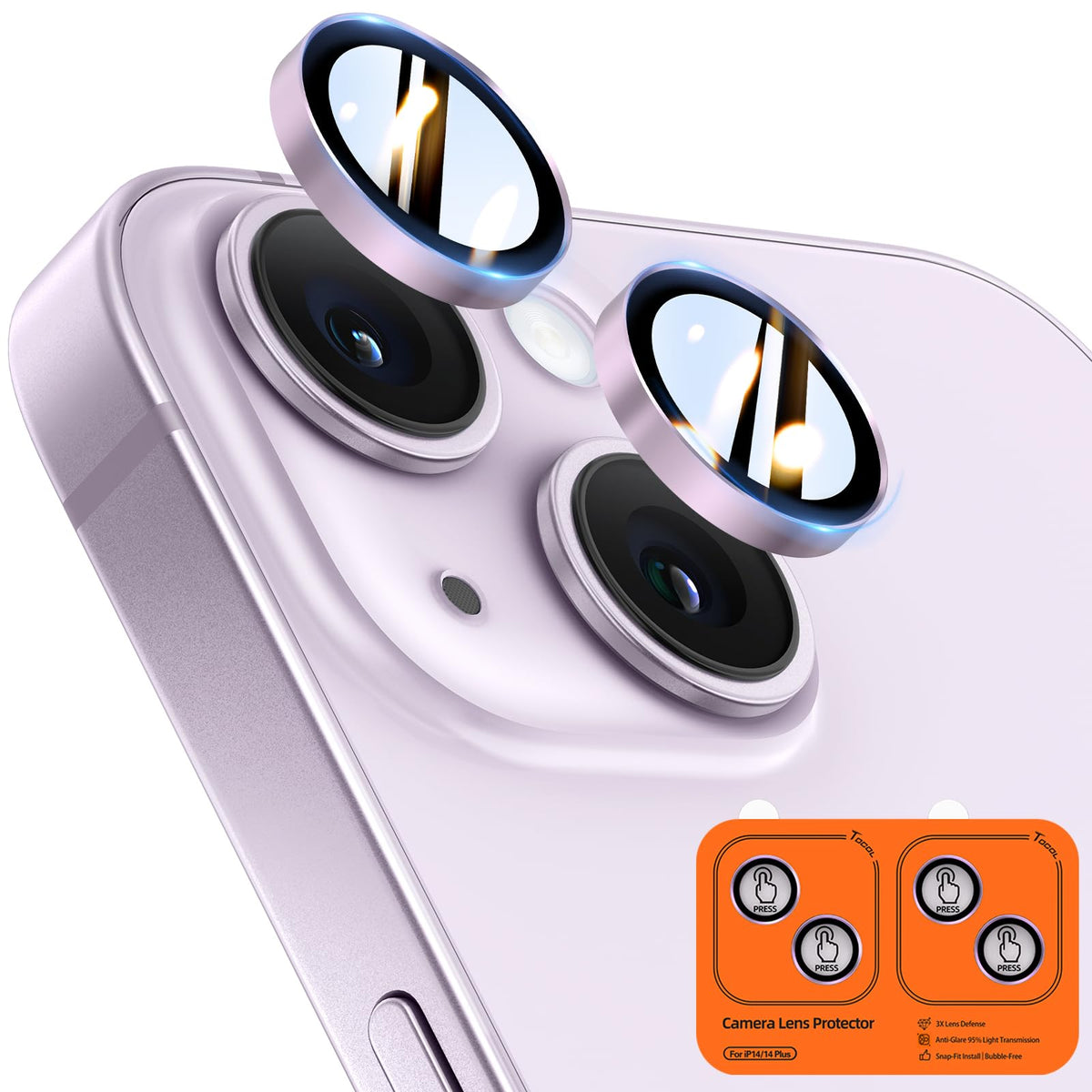 TOCOL Camera Lens Protector for iPhone 17 Tempered Glass HD Individual Scratch Resistant Camera Cover Accessories Case Friendly 2 Pack（Clear）